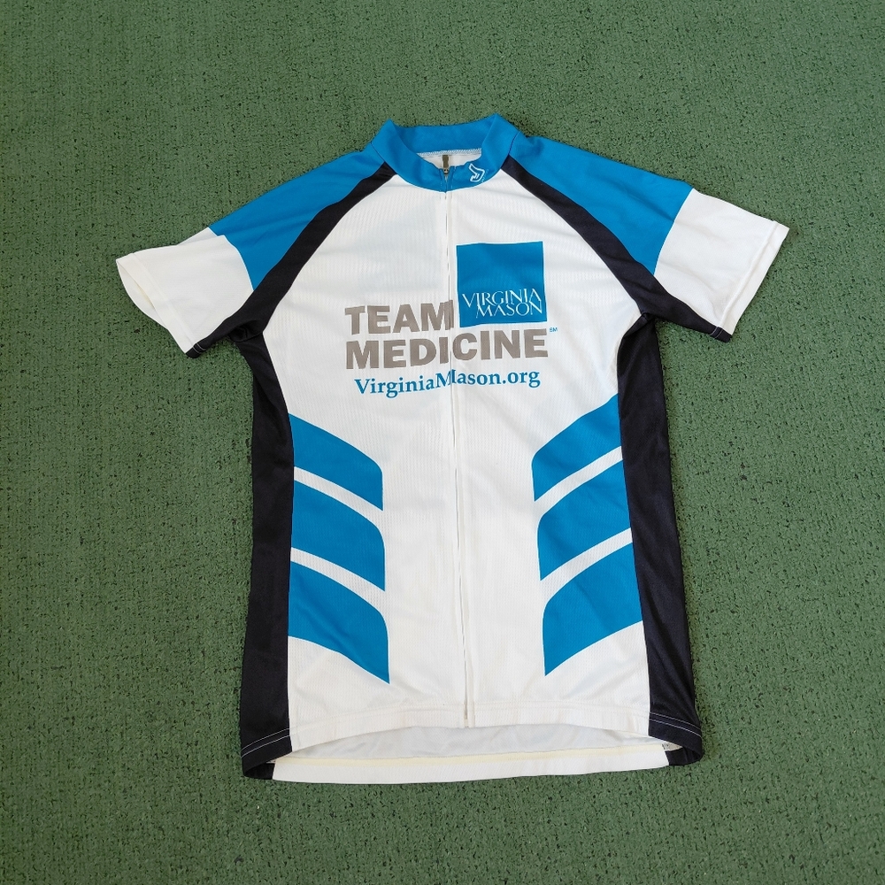 Jakroo Team Medicine Blue & White Cycling Jersey Sz Large